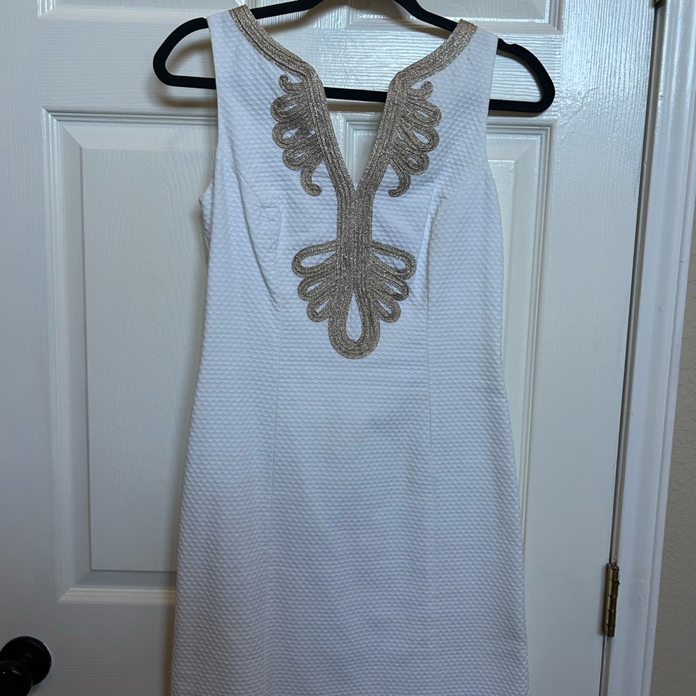 Lilly Pulitzer White Dress with Gold Accents